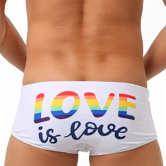 Maillot de Bain Mini Short Blanc Homme UXH Rainbow